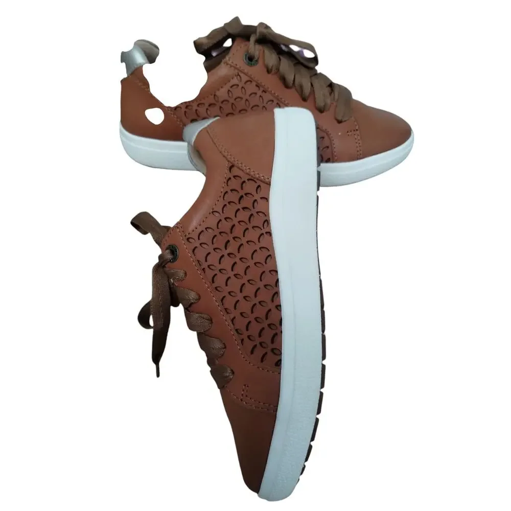 Aetrex Women's‎ Leather Courtney Lace-up Sneakers size 6-6½ Foot Support Cuttout